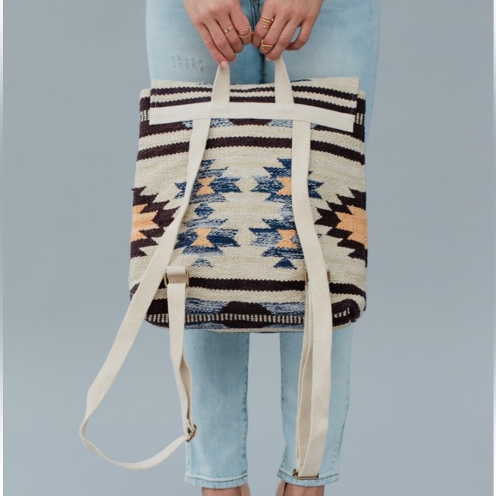 94.  LAST 1🛑 COST! Aztec woven bag Bohemian Multicolor Cream Tribal Backpack - Picture 2 of 3